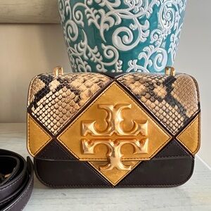 Tory Burch Gold and Brown Crossbody Bag